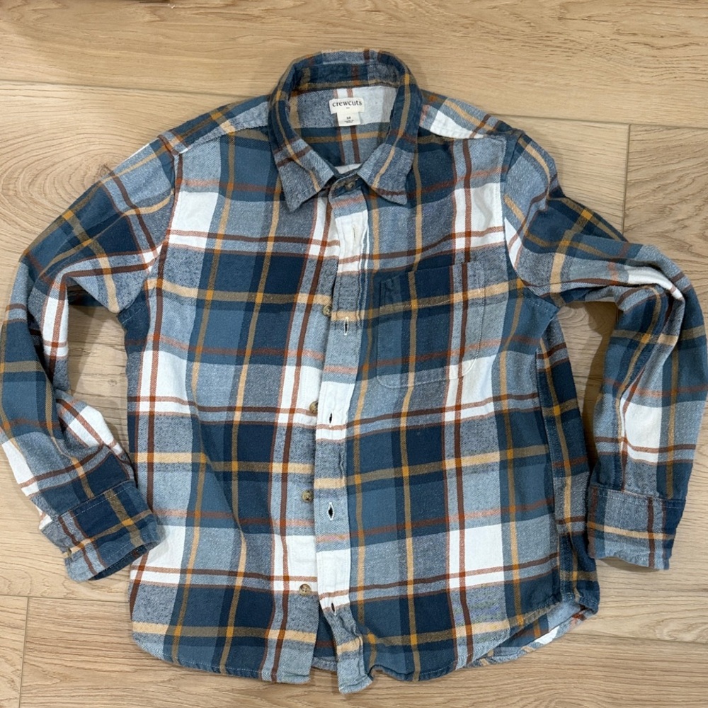 Crewcuts Blue and White Plaid Button Down Shirt
